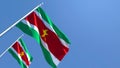 3D rendering of the national flag of Suriname waving in the wind