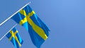 3D rendering of the national flag of Sweden waving in the wind