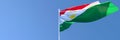 3D rendering of the national flag of Tajikistan waving in the wind