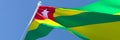 3D rendering of the national flag of Togo waving in the wind