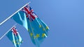 3D rendering of the national flag of Tuvalu waving in the wind