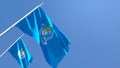 3D rendering of the national flag of World Health Organization WHO waving in the wind