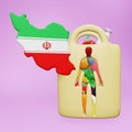 3d rendering of the need and consumption of nutrients for a healthy body in Iran