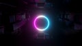 3D rendering neon abstract glowing ring