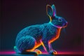 3d rendering of a neon hare isolated on a dark background