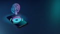 3D rendering neon holographic phone symbol of podcast icon on dark background Royalty Free Stock Photo