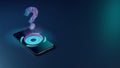 3D rendering neon holographic phone symbol of question icon on dark background Royalty Free Stock Photo