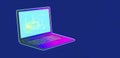 3D rendering of a neon mockup of a laptop with a screen with copy space. Generated AI