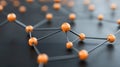 A 3D rendering of a network of orange spheres connected by black lines. Royalty Free Stock Photo