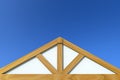 3d rendering. new gable roof wood house construction building work with clipping path isolated on blue sky background Royalty Free Stock Photo