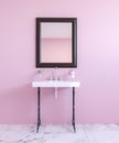 3d rendering of new pink color wall bathroom vintage interior