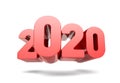 3D rendering 2020 new year design greeting card, isolated on white background. File contains a path to isolation