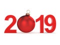 3D rendering 2019 New Year red digits
