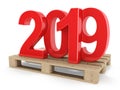 3D rendering 2019 New Year red digits