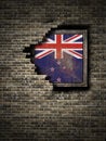 Old New Zealand flag in brick wall