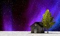 3d rendering of nice galaxy view with old house