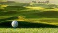 3d rendering of nice view of golf ball on the holder with golf f