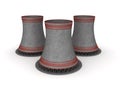 3D Rendering of nuclear power chimneys