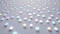 3D rendering of numerous small, shiny discs scattered across a light gray surface, creating a random, playful pattern Royalty Free Stock Photo