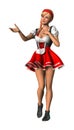 3D Rendering Octoberfest Girl on White