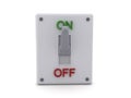 3D Rendering of ON OFF switch button switched on