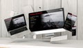 floating devices at the office with series streaming platform on