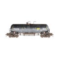 3D rendering of an oil-coated tanker train on white background