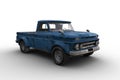 3D Rendering Of An Old Dusty Vintage Blue Pickup Truck Isolated On White