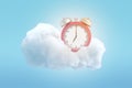 3d rendering of an old-fashioned alarm clock on a fluffy white cloud on a blue background. Royalty Free Stock Photo