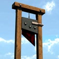 3d-illustration of an old-fashioned guillotine for execution - heaven in background