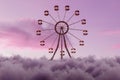 old ferris wheel over fluffy clouds in front of evening sky Royalty Free Stock Photo