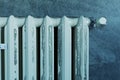 3d rendering of an old heat radiator covered with ice because of