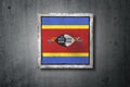 Kingdom of Swaziland flag in concrete wall