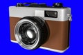 3d rendering of old retro camera on a blue background f Royalty Free Stock Photo