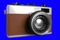 3d rendering of old retro camera on a blue background f Royalty Free Stock Photo