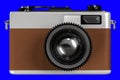 3d rendering of old retro camera on a blue background f Royalty Free Stock Photo