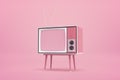 3d rendering of old tv set on pink background Royalty Free Stock Photo