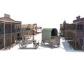 3D rendering of Old Western Town on white background