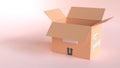 3D rendering open cardboard box or delivery package. 3D illustration open delivery cargo box4