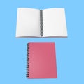 3D Rendering Open And Closed Notebook Isolated On Blue Background, PNG File Add - Transparent Background Royalty Free Stock Photo
