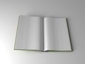 3d Rendering of an open hardcover book with white empty pages Royalty Free Stock Photo