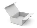 A 3d rendering of an open white box with a slightly ajar lid showcasing the interior Royalty Free Stock Photo