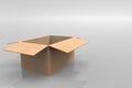 3d rendering. opened empty new paper brown box on copy space gray background Royalty Free Stock Photo