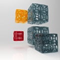 3D rendering. Openwork glass cube.