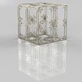 3D rendering. Openwork metal cube.