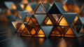 3d rendering of an orange and black pyramid on a black background