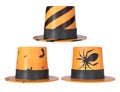 3D Rendering Orange Carnival Hats Isolated On White Background, PNG File Add - Transparent Background