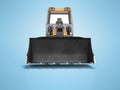 3D rendering orange caterpillar bulldozer front view on blue background with shadow Royalty Free Stock Photo