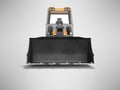 3D rendering orange caterpillar bulldozer front view on gray background with shadow Royalty Free Stock Photo