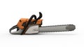 3d rendering of an orange chainsaw isolated in a white studio background Royalty Free Stock Photo